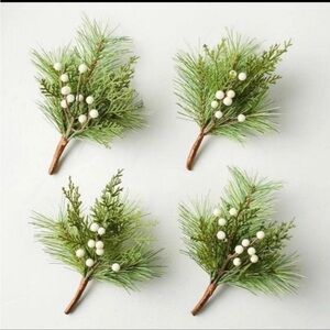Hearth & Hand Magnolia 4-Piece Faux Pine & Snowberry Christmas Sprigs